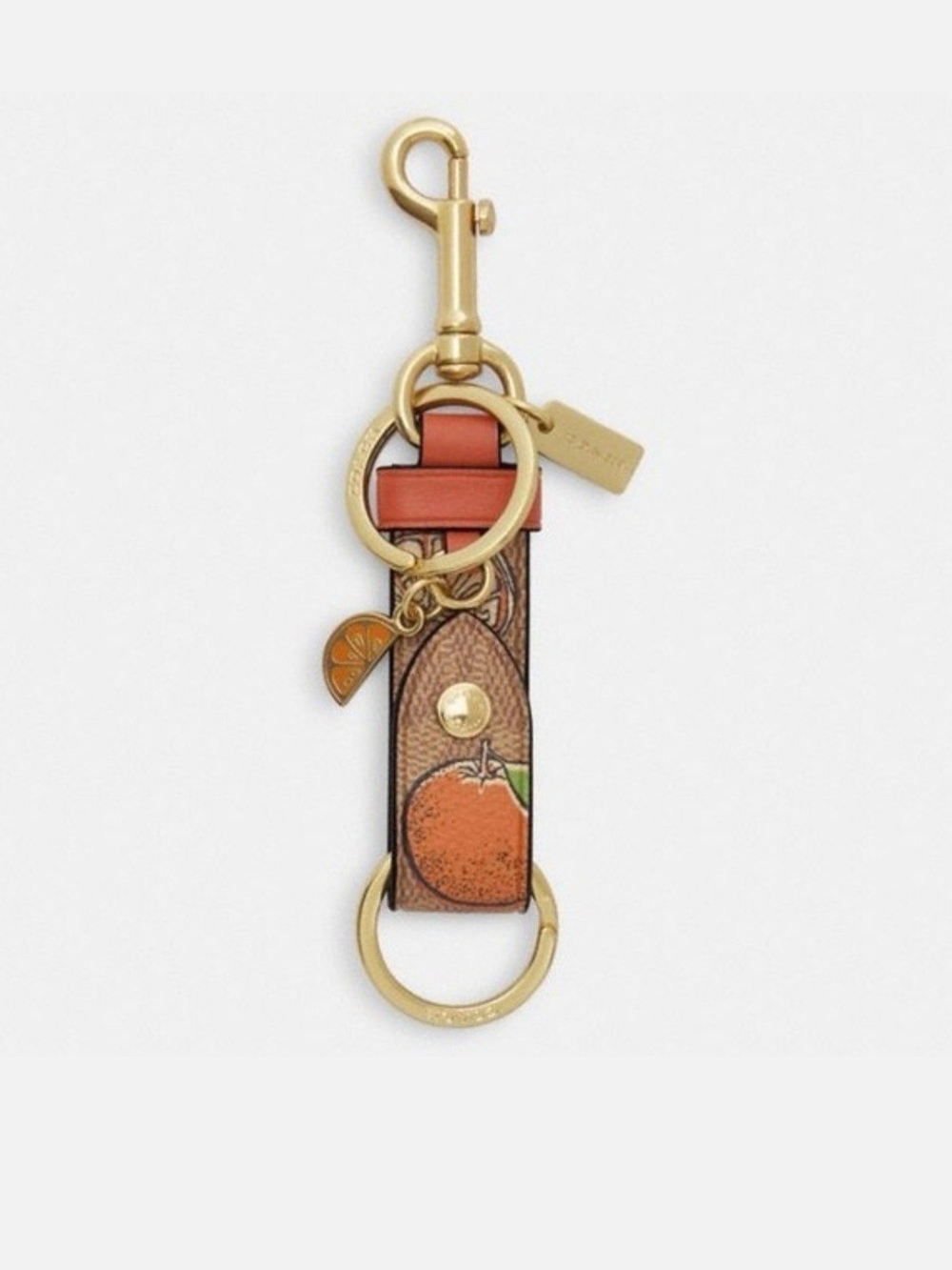 Trigger Snap Bag Charm In Signature Canvas With Orange Print